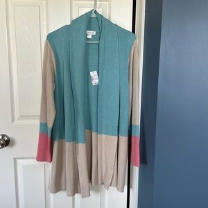 NWT Christopher and Banks Colorblock Sweater Coat - Size Large